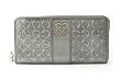 Coach Raised Signature C Silver Julia Patent Leather Accordion Wallet 43984