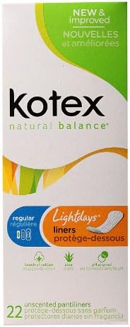 Kotex Natural Balance Regular Lightdays 22 Count Unscented Pantiliners (12 Pack)