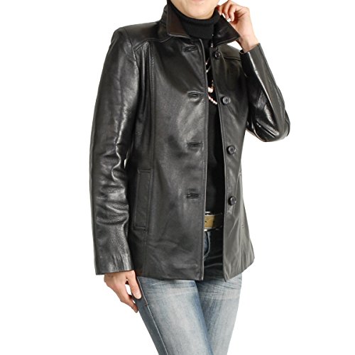 シープスキン ラム レザー ジャケット レディース 黒ボタン 革ジャン ジャンパー アウターウェア ブルゾン