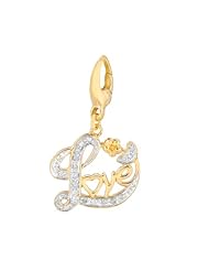 Gold over silver 0.09ct TDW Diamond Love (Charm)