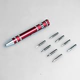 【 ドライバーセット ペン型　】 プラス マイナス 8種 差し替え レッド