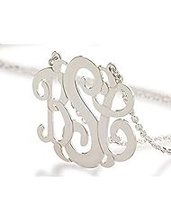 Monogram Necklace 2" XL Sterling Silver Personalized Name Necklace