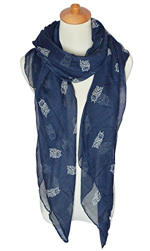GERINLY Fashion Animal Print Scarves Owl Print Scarf Bright Colors