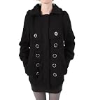 Yoki Tightly Knitted Zippered Pea Coat in Black