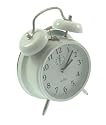 Traditional wind up double bell alarm clock with white finish
