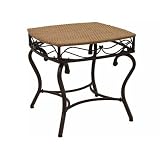 Valencia Resin Wicker / Steel Square Round Side Table (Matte Brown) (22W x 21H x 22D)