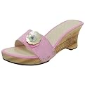Women's Journee Collection Slide Sandal with Faux Mother of Pearl Flower - Pink