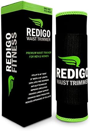 Redigo Fitness Premium Waist Trainer Ab Belt for Weight Loss - 100% Neoprene Stomach Wrap - Universal One Size Fits Most - Trimmer For Men and Women
