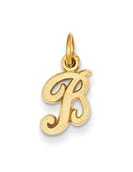 14k Yellow Gold Casted Initial B Charm Pendant. Metal Wt- 0.58g