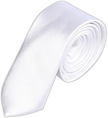 Welcomeuni New Casual Slim Plain Mens Solid Skinny Neck Party Wedding Tie Necktie (White)
