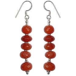 Valentine Jewelry Silver Carnelian Earrings 2 inches (erg085)