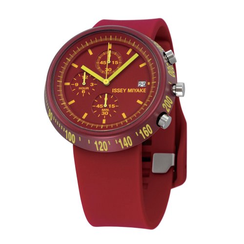 Issey Miyake Midsize SILAT003 Red Trapezoid: AL Collection Chronograph Watch