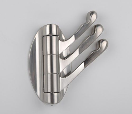 KONE Metal Swing Arm Triple Wall Mounted Hook Coat Hanger / Coat Rack (Brushed Nickel)