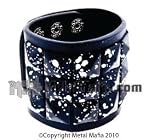 BLACK PAINT SPLATTER PYRAMID STUD LEATHER BRACELET