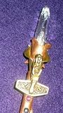 Magick Thor's Hammer Wiccan Wand w/ Fabric Pouch