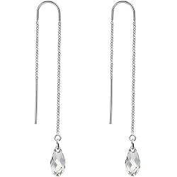 Handcrafted Crystal Briolette 925 Silver Threader Earrings MADE WITH SWAROVSKI ELEMENTS Made with ELELMENTS