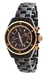 Oniss #ON8208-LRG Women's Rose Gold Trim Multi Function Display Black Ceramic Watch