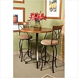 IMAGE OF Cafe Hamilton 3 Piece Pub Dining Set in Matte Pewter and Bronze