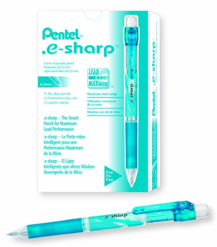 Pentel e-Sharp Mechanical Pencil, 0.50 mm, Sky Blue Barrel, 12- Count  (AZ125S)