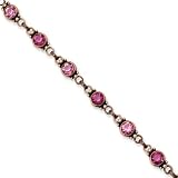 1928 Copper-tone Faceted Pink Crystal Link 7 Inch Toggle Bracelet