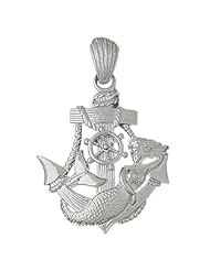 Clevereves 14K White Gold Pendant Anchor Mermaid 14.3 - Gram(s)