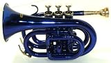 Special Promotion Pocket Trumpet Blue Lacquer Finish Includes Maintenance Care Kit