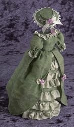 Green Dress on a Stand Dollhouse Miniature