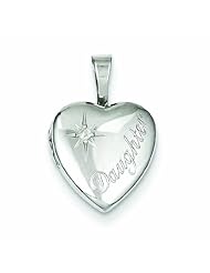 Genuine .925 Sterling Silver & Diamond Daughter 12mm Heart Locket 1.3 Grams. 100% Satisfaction Guaranteed.