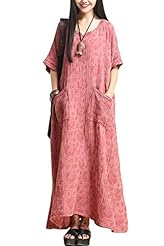 Plus Size Cotton/Linen Jacquard Maxi Dress 