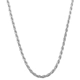 Beautiful Solid 925 Sterling Silver Diamond-Cut Rope Chain
