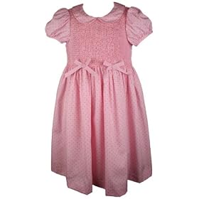 Rare Editions Baby Girls Pink Spotted Smocked Dress-18 months