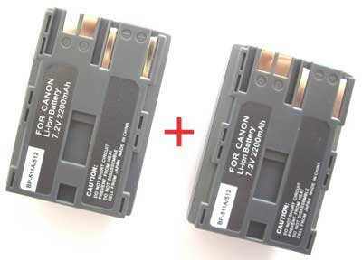Nextop-2 Packs Canon BP-511, BP-511A, BP-512, BP-514 Brand New 2200mAh COMPATIBLE Battery for Canon PowerShot G1,G2,G3,G5,G6, EOS 20D, 30D, 40D, 300D, D30,D60, ZR25, ZR25M, ZR30, ZR30MC, ZR40, ZR45MC, ZR50MC, ZR60, ZR65MC, ZR70MC, ZR80, ZR85, ZR90