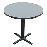 29 High Round Bar and Café Table with X Base and Column Diameter: 24 Round, Color: Mahogany