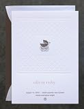 Baby Announcement - White Quilt Engraving - Baby Carriage - Birth Announcement
