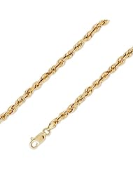 14K Solid Yellow Gold D.C. Rope Chain Necklace 5mm (3/16") 24"