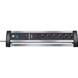 Brennenstuhl Alu-Office-Line Steckdosenleiste (6-fach, 3,0 m) schwarz/grau