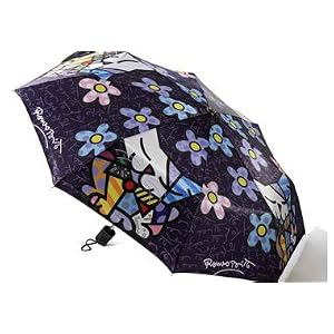 Romero Britto Travel Size Umbrella Cat/Flower