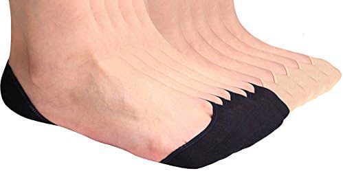 CAcB Women's Lowest Cut Liner Socks w/Forefoot Cushion &amp; Silicone Heel,10 pairs
