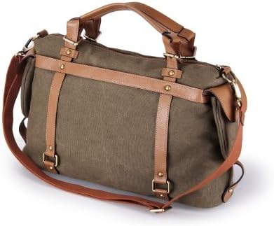 Designer Casuals Waxed Canvas and Leather Travel Carry-On Tote Bag, Large, Khaki