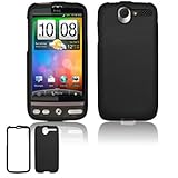 Htc Desire Black Cell Phone Snap-on Cover Faceplate / Executive Protector C ....