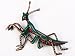 Ruby Green Crystal Rhinestone Mantis Insect Bug Brass Tone Fashion Brooch Pin