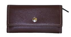 Coach Hamptons Brown Leather Envelope Checkbook Wallet 42982