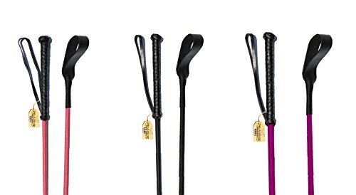 Riding Crop Leather Slapper Horse Whip 27" inch Black Pink Fuchsia