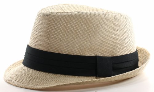 A&W Summer Spring Net Pattern Fedora with Band, Black