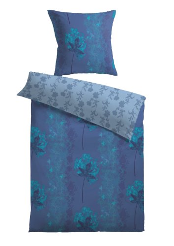 Kinzler B-02220/17 Bettw&auml;sche Arabesk 80 x 80 cm und 155 x 220 cm, blau