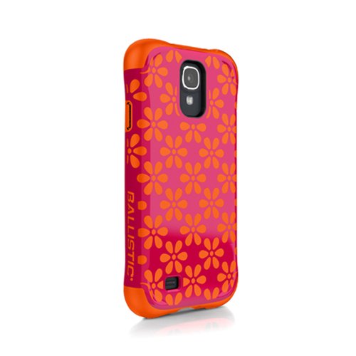 Ballistic Aspira Flowers Pattern Case for Samsung Galaxy S4 - Retail Packaging - Flowers Hot Pink/Tangerine