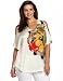 Kenneth Cole Women's Plus-Size Placed Peony Print Asymmetric Top, Flame Combo, 2X