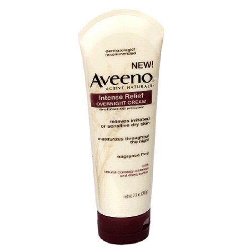 Aveeno Active Naturals Intense Relief Overnight Cream, Fragrance Free, 7.3-Ounce Tubes (Pack of 3)