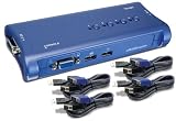 TRENDnet 4-Port USB 2.0 KVM Switch and Cable Kit TK-407K (Blue)
