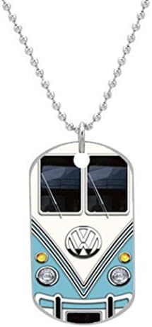 Blue Vw Bus ClinaAy Custom Dimensions 1.3X2.2X0.1 inches ,Comes with 30" inches beads chain